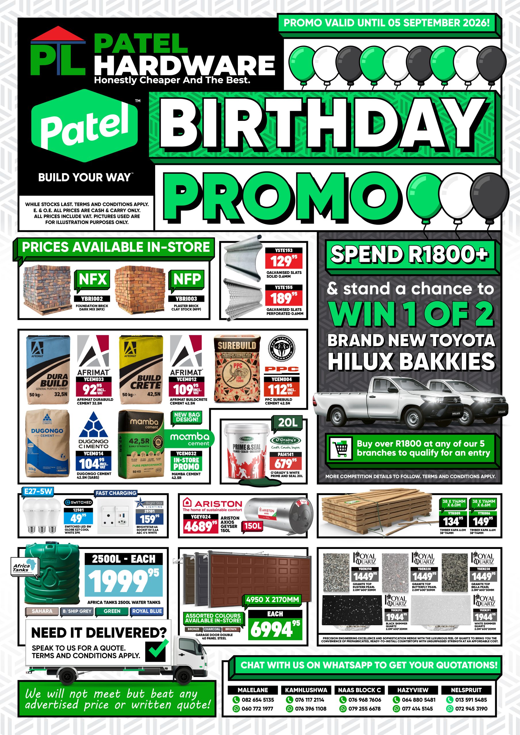 Patel Nelspruit & Hardware - Birthday Promo - August 2026_Page 1